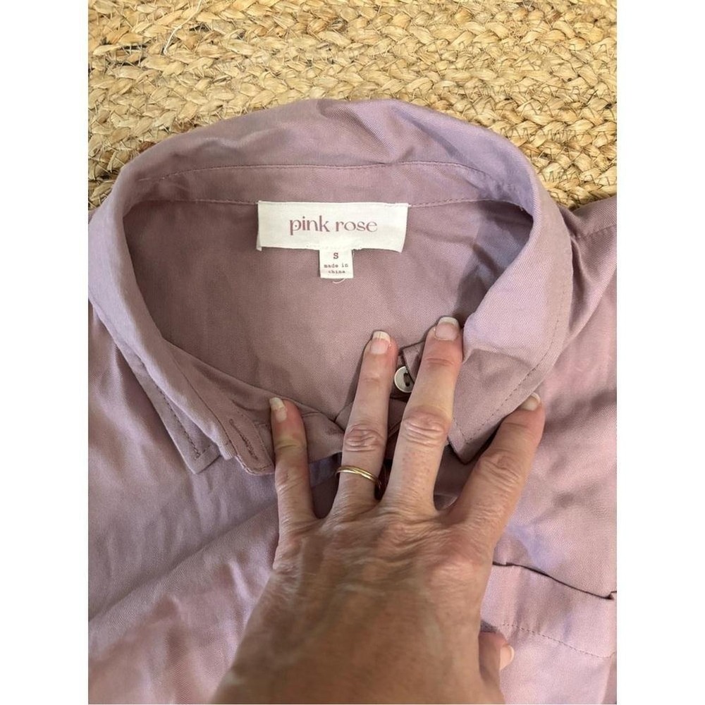 Pink Rose Lavender Button-Up Shirt Shirt Dress Size Small